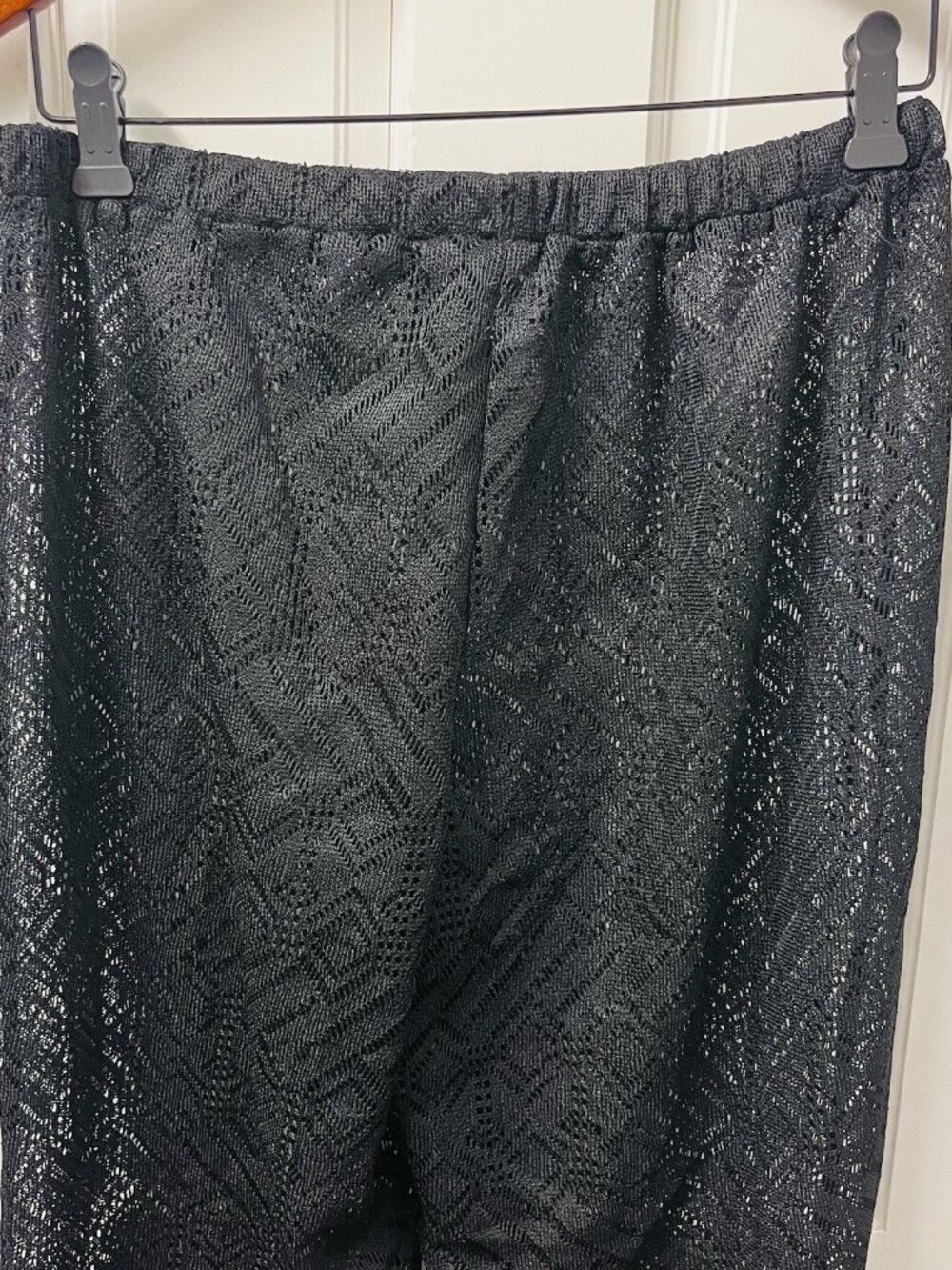 Catalina Medium Petite Swim Cover Up Pants Black Elastic Stretch Waist Lace - Picture 4 of 7
